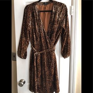 Leopard print velvet dress